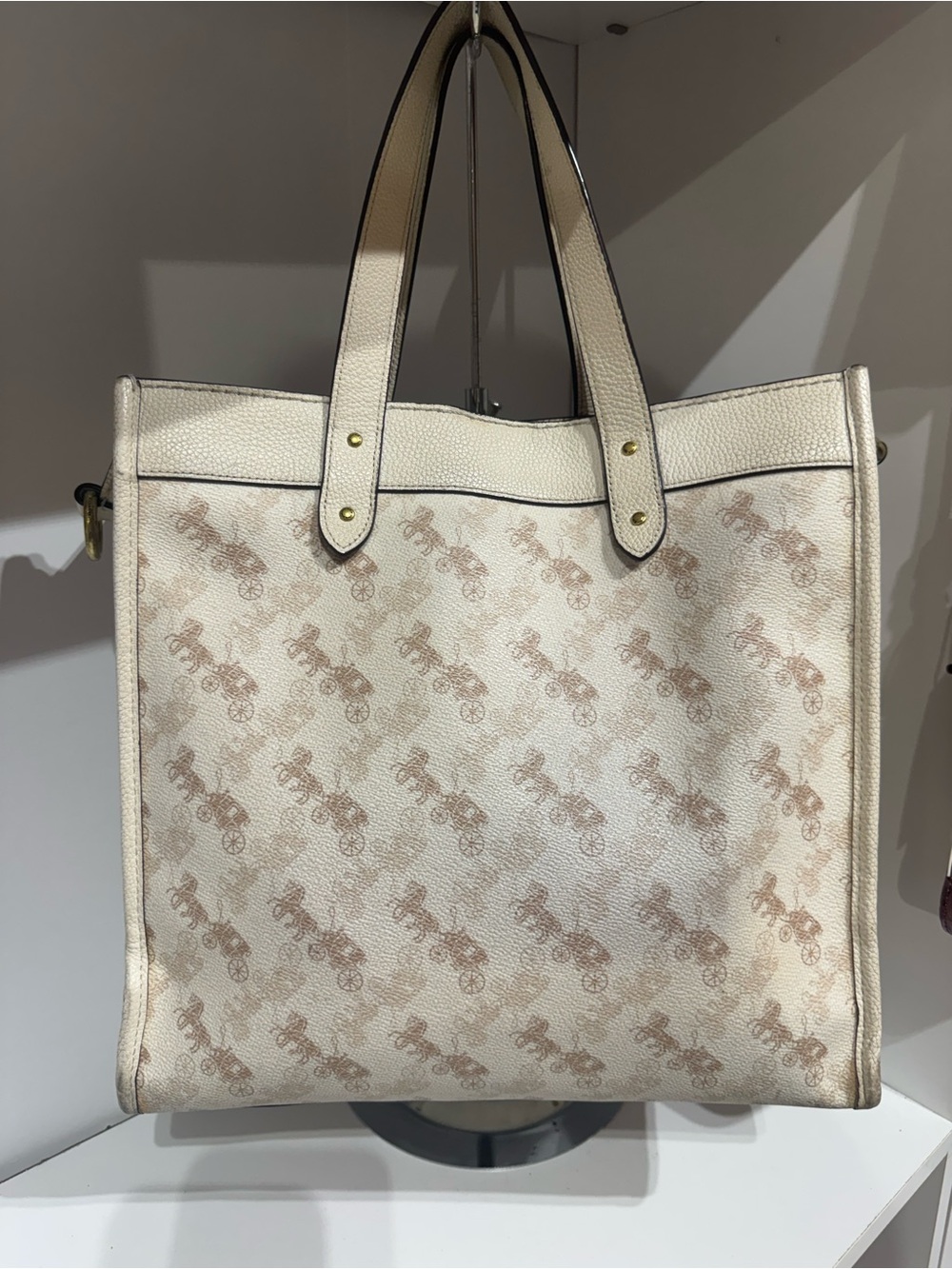 Coach Pale Pink Signature Canvas Tote with Leather Trim - Picture 2 of 3